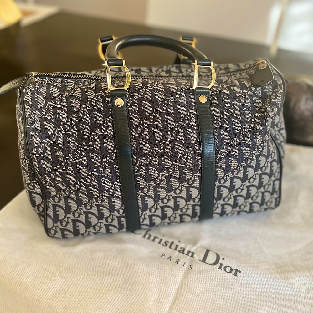 Christian Dior Trotter Navy Medium Duffle Bag